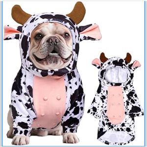Dog Cow Costume Pet Clothing White Black Size Large NWOT